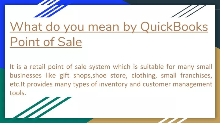 what do you mean by quickbooks point of sale