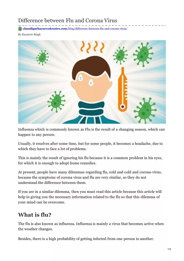 difference between flu and corona virus
