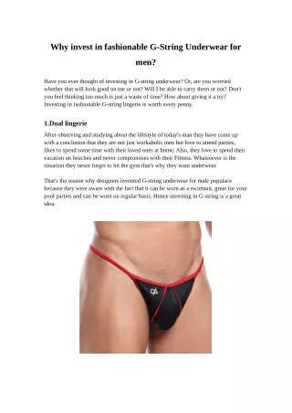 why invest in fashionable g string underwear for