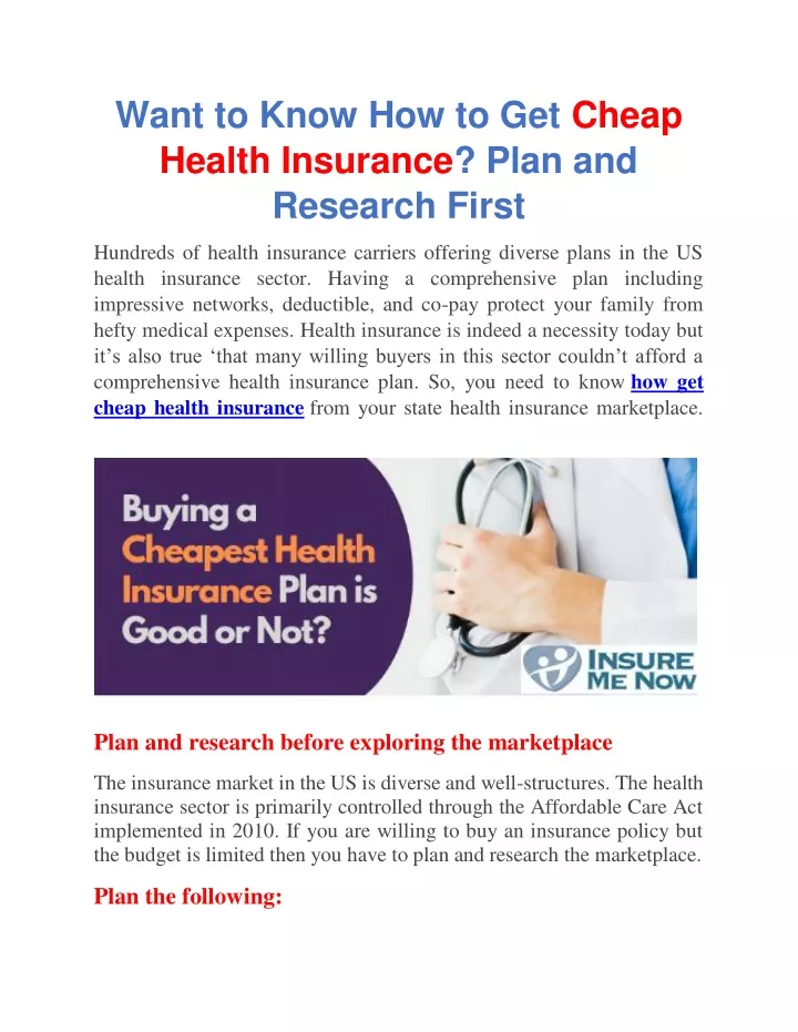 want to know how to get cheap health insurance