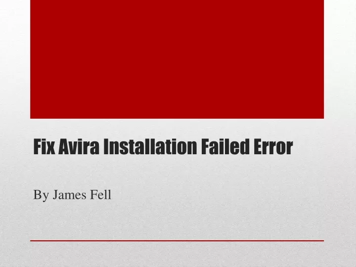 fix avira installation failed error
