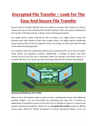 Encrypted File Transfer – Look For An Easy And Secure File Transfer