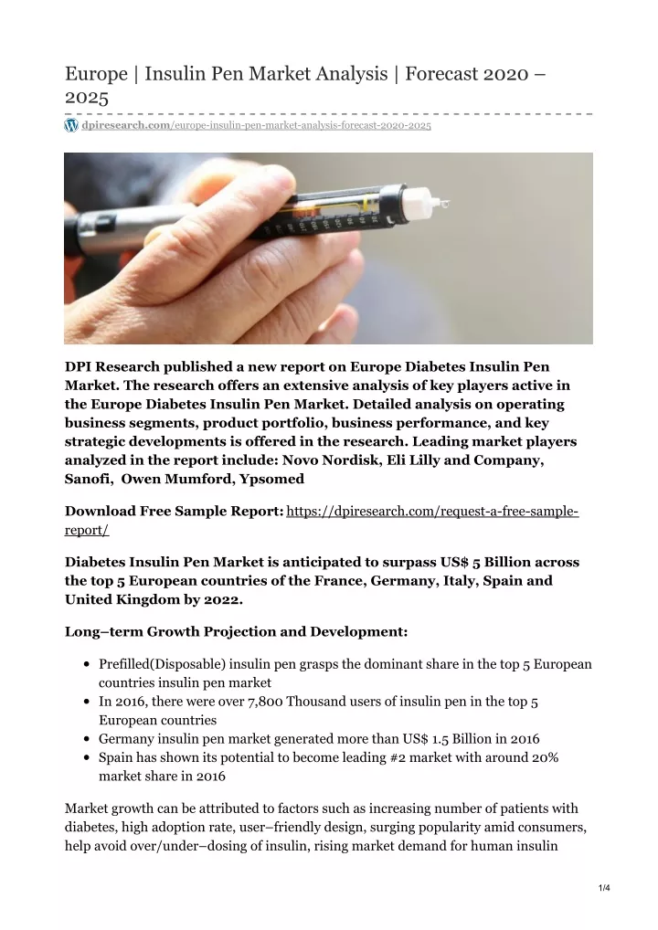 europe insulin pen market analysis forecast 2020