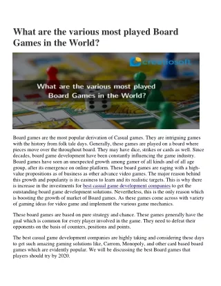what are the various most played board games