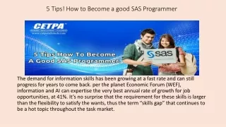5 Tips! How to Become a good SAS Programmer