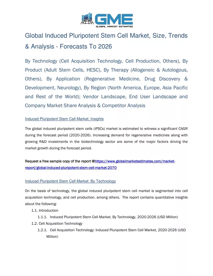 global induced pluripotent stem cell market size