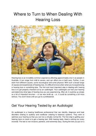 Where to Turn to When Dealing With Hearing Loss