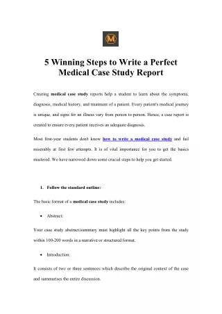 5 winning steps to write a perfect medical case
