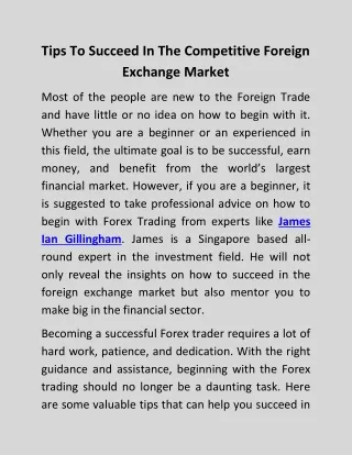 Tips To Succeed In The Competitive Foreign Exchange Market