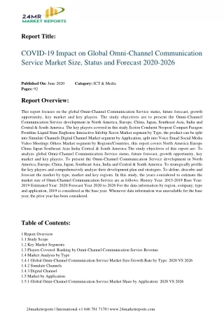 Omni Channel Communication Service 2020 Business Analysis, Scope, Size, Overview, and Forecast 2026