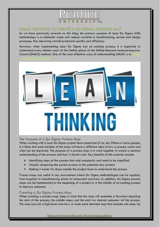 dmaic methods to create a six sigma process