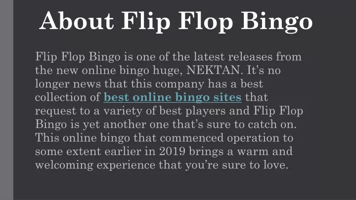 about flip flop bingo
