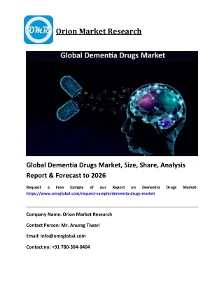 Global Dementia Drugs Market Size, Share, Trends and Forecast To 2026