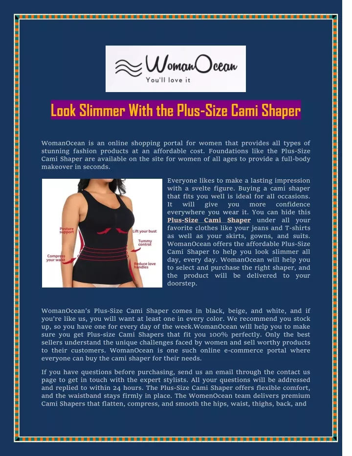 look slimmer with the plus size cami shaper