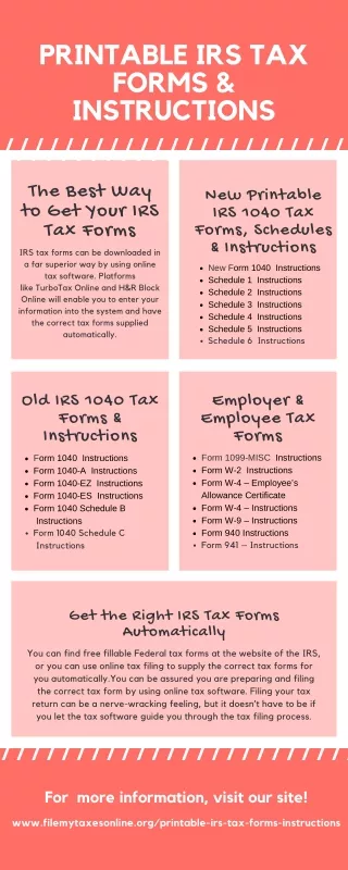 printable irs tax forms instructions