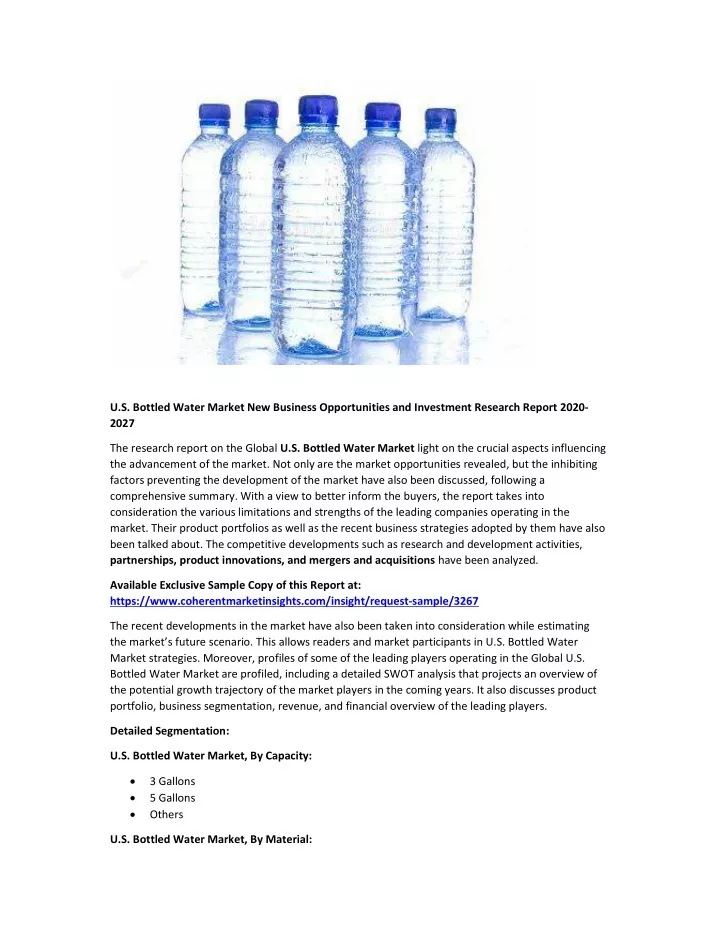 u s bottled water market new business