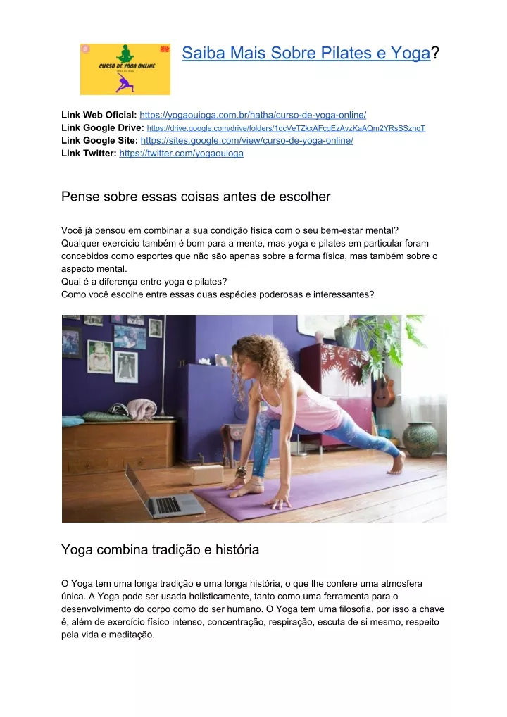 saiba mais sobre pilates e yoga