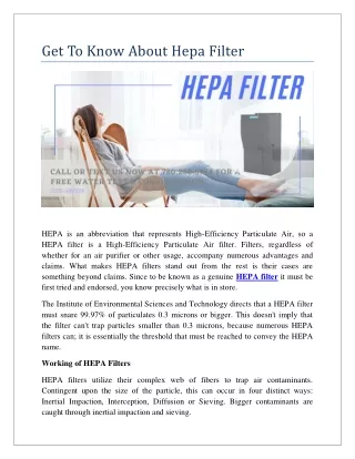 Get To Know More About Hepa Filter