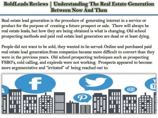 boldleads reviews understanding the real estate