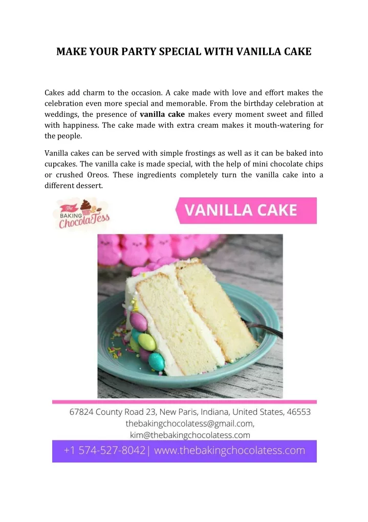 make your party special with vanilla cake