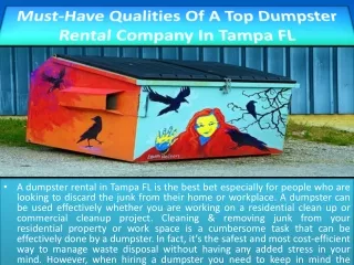 Must-Have Qualities Of A Top Dumpster Rental Company In Tampa FL