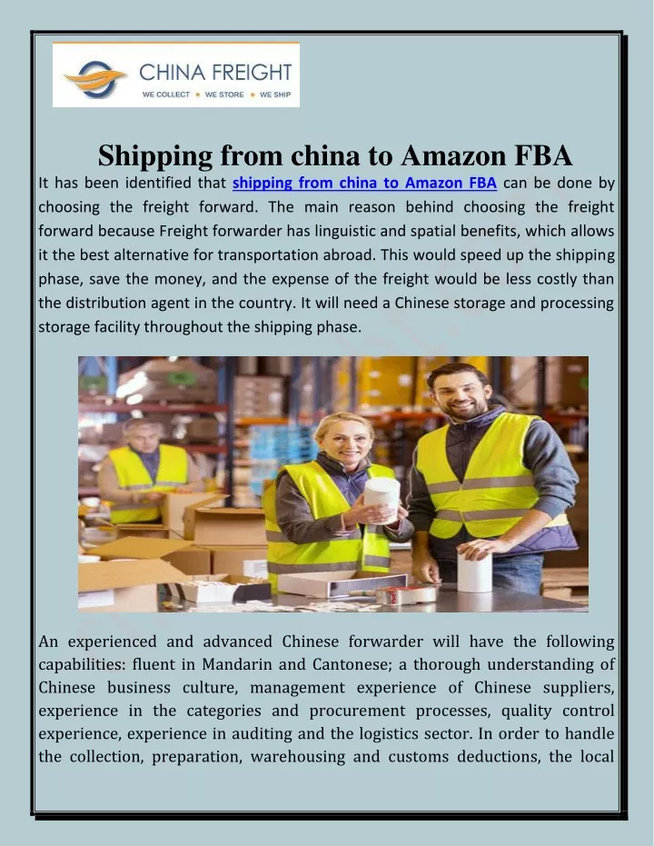 shipping from china to amazon fba it has been