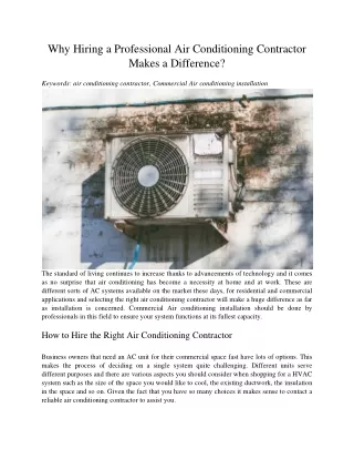 why hiring a professional air conditioning