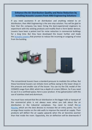 enhance the air distribution quality and noise