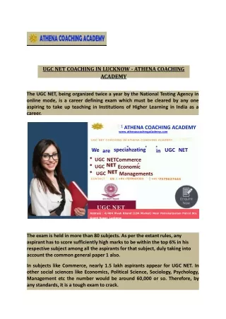 Best UGC NET Coaching In Lucknow - Athena Coaching Academy