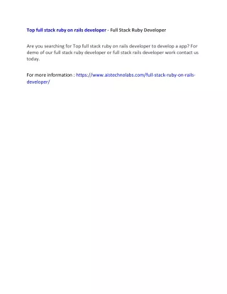 top full stack ruby on rails developer full stack