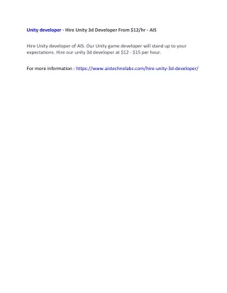 unity developer hire unity 3d developer from