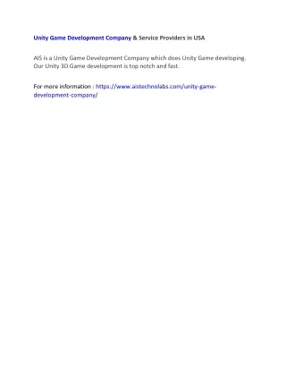 unity game development company service providers