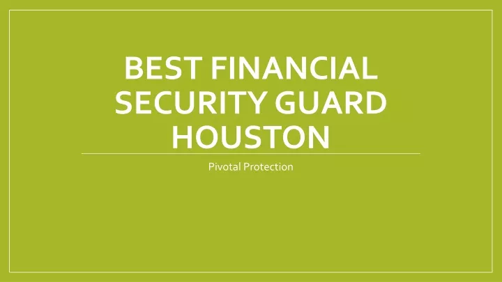 best financial security guard houston