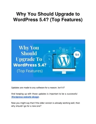 why you should upgrade to wordpress 5 4 top features