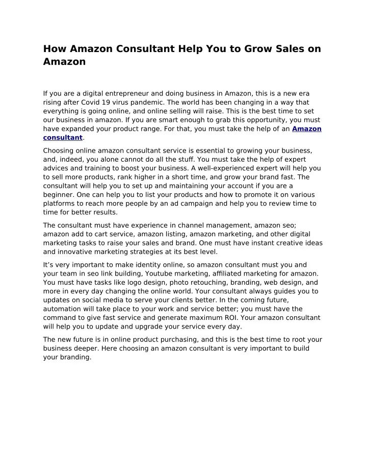 how amazon consultant help you to grow sales