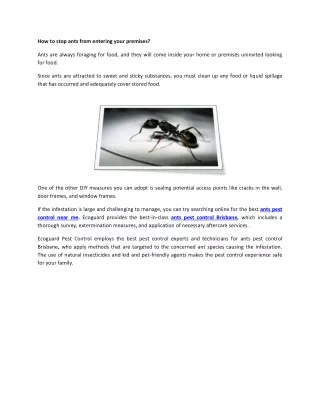 How to stop ants from entering your premises?