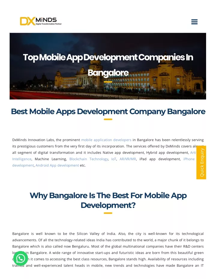 top mobile app development companies in bangalore