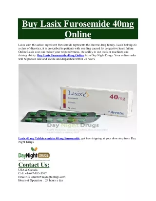 Buy Lasix Furosemide 40mg Online