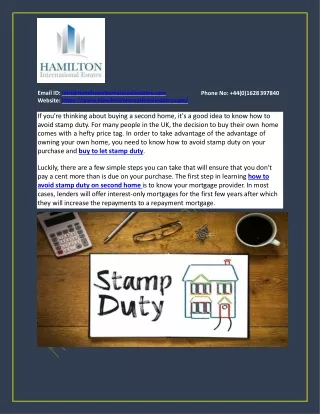 How to avoid stamp duty on a second home?