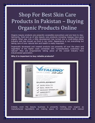 Shop For Best Skin Care Products In Pakistan – Buying Organic Products Online