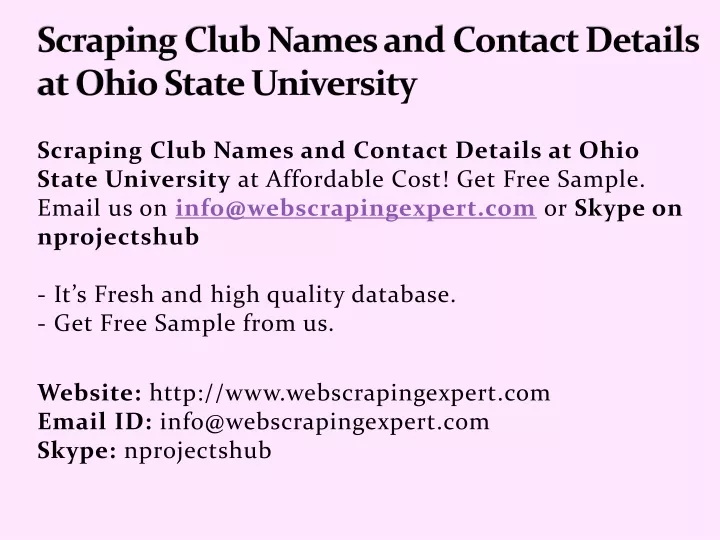 scraping club names and contact details at ohio state university