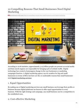 10 COMPELLING REASONS THAT SMALL BUSINESSES NEED DIGITAL MARKETING