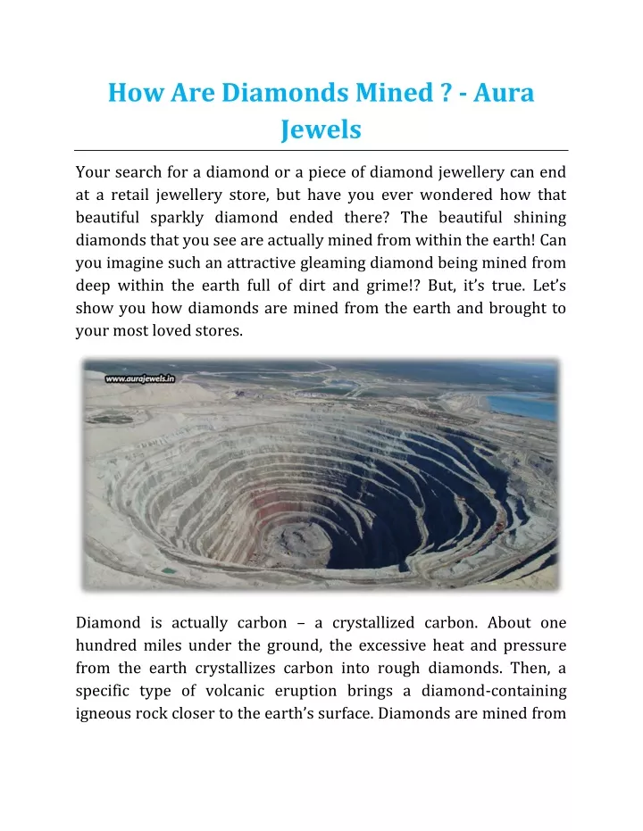 how are diamonds mined aura jewels