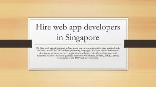 Hire web app developers in Singapore