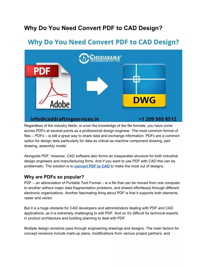 why do you need convert pdf to cad design