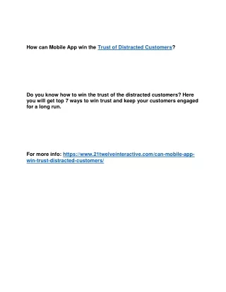 how can mobile app win the trust of distracted