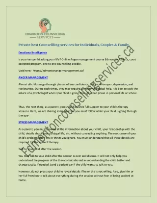 private best counsellling services