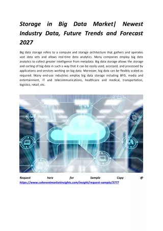 storage in big data market newest industry data