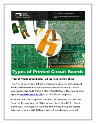 Types of Printed Circuit Boards– All you need to know about
