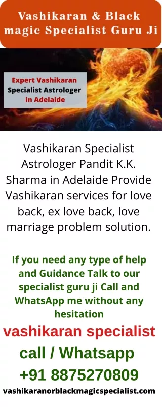 Vashikaran Specialist Astrologer in Adelaide - Pandit K.K. Sharma